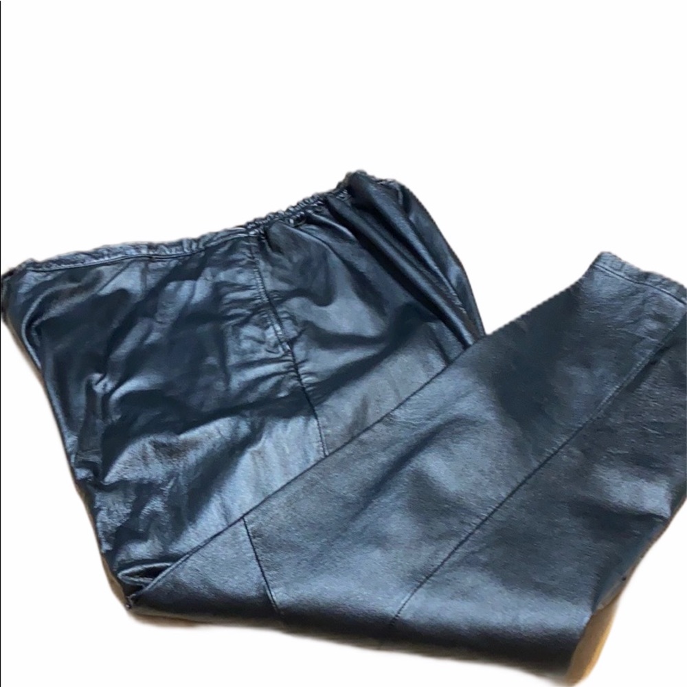 CBO of New York Leather drawstring waist Pants